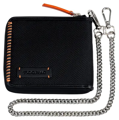 Produktbild von Home Run Herren Geldbörse Schwarz – Moderne Brieftasche aus veganem Material – praktisches Herren Portemonnaie mit Abnehmbarer Kette und Münzfach