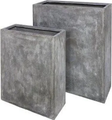 Produktbild von INNA-Glas Blumenkasten Raumtrenner Sude, 2 Stück, Fiberglas, grau, 60,5x22,5x72cm, 80,5x30,5x93cm - Pflanzenkasten
