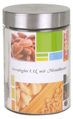 Produktbild von Vorratsglas 1,1 Liter mit Metalldeckel Frischhaltedose Vorratsdose Glasbehälter
