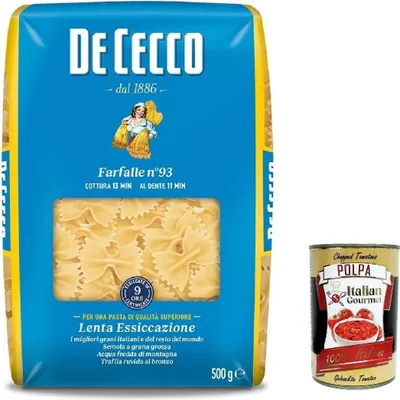 Produktbild von De Cecco Pasta Farfalle n. 93 100% Italienisch Nudeln 5x 500g + Italian Gourmet Polpa 400g