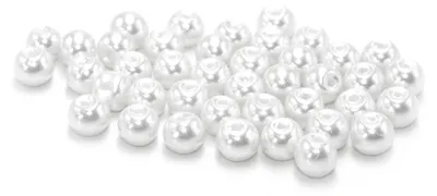 Produktbild von Vintageparts Glaswachsperlen Glas weiß 6 mm, 40 Stück