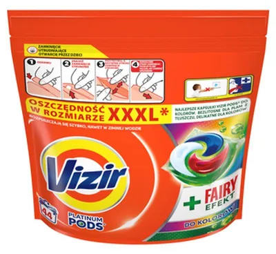 Zdjęcie produktu dla Vizir Platinum PODS + Fairy Effect Kapsułki do prania, 44 prania, 1078 g