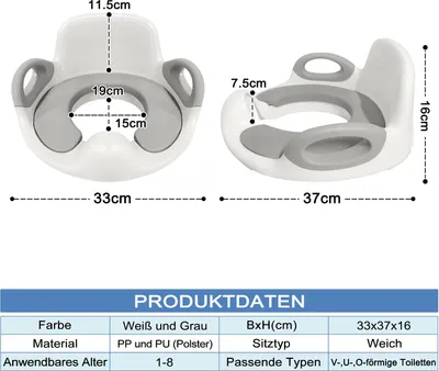 Obrázek produktu pro YARDIN Dětské záchodové prkénko, záchodové prkénko pro děti od 1 do 8 let, záchodový trenažér s protiskluzovou podložkou, rukojetí, opěradlem a ochranou proti stříkající vodě (bílé)