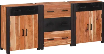 Produktbild von Sideboard 3 pcs Braun 165 x 30 x 75 cm Massivholz Akazie