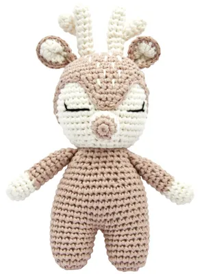 Produktbild von Handgestricktes Reh gehäkelt aus Baumwolle Spielzeug 18 cm