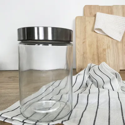 Image de Ritzenhoff & Breker Verre à provisions "VIO", rond, 1,2 l en verre, avec couvercle à visser en acier inoxydable, - 4 pièces (812084)