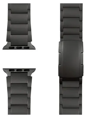 Produktbild von Argon Titan Armband für Apple Watch SE/10/9/8/7/6/5/4/3/2/1, Metall Ersatzarmband mit Faltschließe, 38/40/41/42mm -  Titan Schwarz
