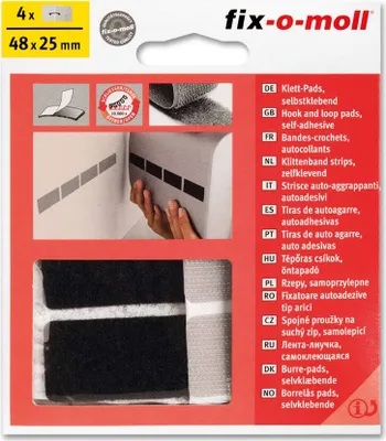 Produktbild von Klettpads fix-o-moll 48mm x 25mm schwarz-grau