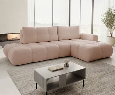 Produktbild von AX LIVING Ecksofa mit Schlaffunktion Hosio, 288 cm, hellcreme-rosa Polsterung Rechts