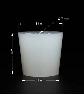 Produktbild von Konische Silikon Stopfen mit Loch 38/31mm - Silikonstopfen