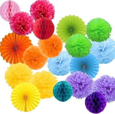 Immagine prodotto di Decorazioni di carta colorate, set da 20 pezzi, dimensioni 20-30 cm, ideali per decorazioni di feste