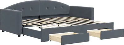 Obrázok produktu pre vidaXL Denná rozkladacia posteľ so zásuvkami tmavosivá 90x190 cm zamat
