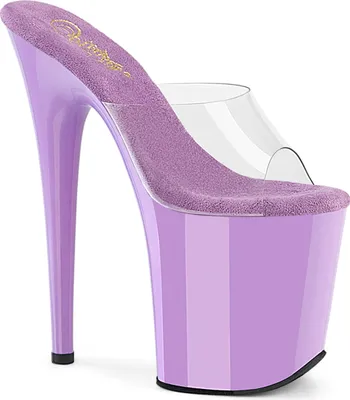 Produktbild von FLAMINGO-801 Pleaser Stiletto High-Heels Plateau Pantoletten transparent lavendel