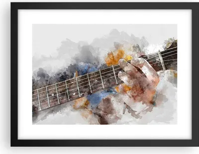 Produktbild von Gerahmtes Poster - Schwarzer Rahmen - Gitarre Musik - 40x30 cm - Wand Bild - Wanddeko - Wandbilder - Kunstposter - Wandposter - Bilderrahmen - Bilder - Kunstdruck - Wandbild - P2BAA40x30-3448