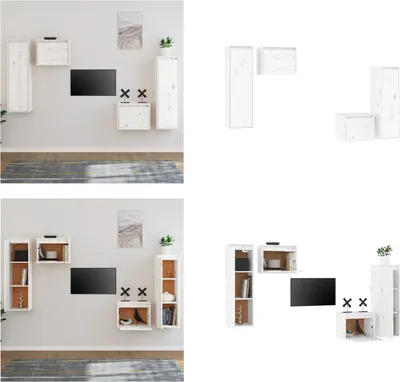 Produktbild von vidaXL TV Schränke 4 Stk. Weiß Massivholz Kiefer - TV-Schrank - TV-Schränke - TV-Schrank Holz - Hängeschrank