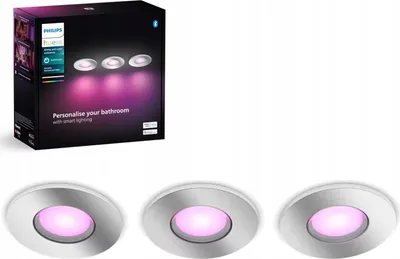 Zdjęcie produktu dla Philips Hue White and color ambiance Reflektor łazienkowy wpuszczany Xamento, 3 szt., Bluetooth/Zigbee, Chrom, LED, GU10, Wielo, 2000 K