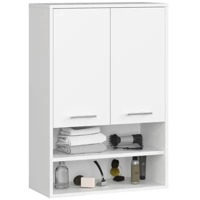 Produktbild von Badezimmerschrank – Badschrank – Badmöbel Schrank – Hängeschrank – FIN – Weiß Matt – 64 cm – Stilvoller Badschrank Stauraum und modernem Design