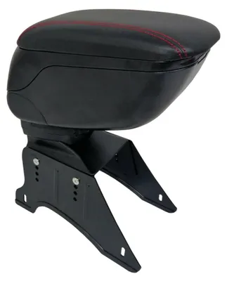 Produktbild von r schwarzer Armlehnenbezug, schwarzes Leder mit roter Naht, universell mit Montageleisten und Schieber