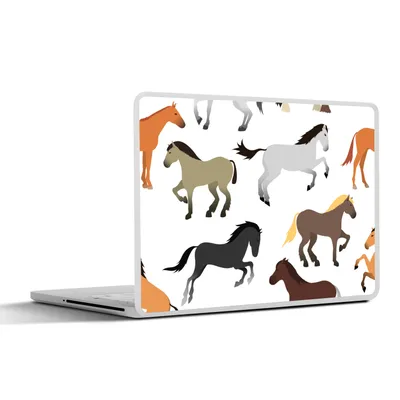 Produktbild von MuchoWow® Laptop Aufkleber Sticker Cover Pferde - Farben - Muster - Mädchen - Kinder - Mädchen 31x22.5 cm - Laptop-Deko