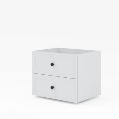 Produktbild von Waschbeckenunterschrank Jump 60, weiß, mit 2 Schubladen, hängend.