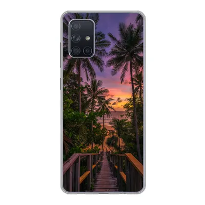 Produktbild von MuchoWow® Handyhülle Schutzhülle Hülle für Samsung Galaxy A51 Sonnenuntergang - Palmen - Strand Silikon Softcase Handy Hülle - Schutzabdeckung