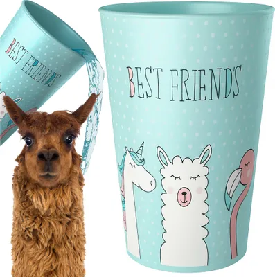 Image de Tasse pour enfants 250 ml Pour l'école à la maternelle Plastique Lama Bleu