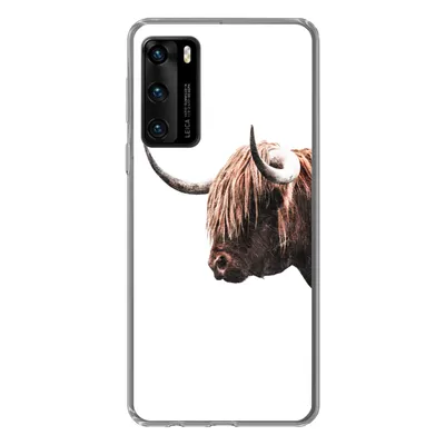 Produktbild von MuchoWow® Handyhülle Schutzhülle Hülle für Huawei P40 Schottischer Highlander - Hoorn - Porträt Silikon Softcase Handy Hülle - Handytasche