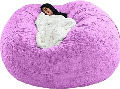 Produktbild von Riesiger Sitzsack mit ungefülltem Fell, riesiger Pouf-Überzug, bequemes Schlafsofa