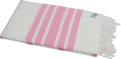 Produktbild von Hamamtuch als Strandtuch Badetuch & Saunatuch "Fisch Style" weiß pink