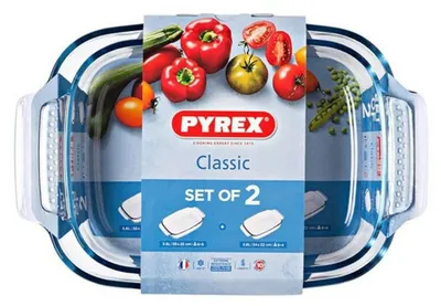 Produktbild von Pyrex Classic Set 2 Rechteckige Auflaufformen aus Borosilikatglas 34x22 und 38x25 cm