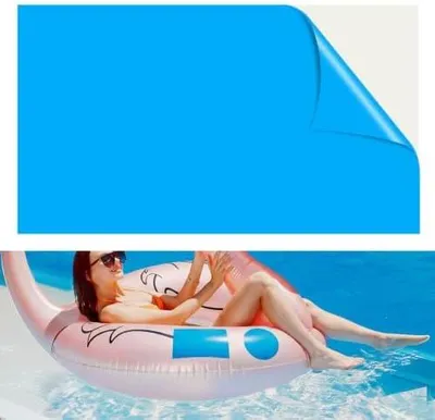 Produktbild von Reparaturflicken für aufblasbare Pools 2,78 x 4,1 Fuß, selbstklebende und wasserdichte Flicken aus PVC für Poolfolien, Schlauchboote und Luftmatratzen, in Blau und Transparent