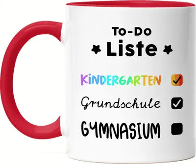 Produktbild von To Do Liste Tasse Rot  Checkliste 5. Klasse Gesamtschule Gymi Geschenkidee