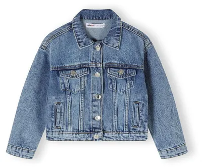 Produktbild von Minoti Jeansjacke Mädchen mit Brusttasche, Oversize – Kinder-Übergangsjacke Blau Gr. 110
