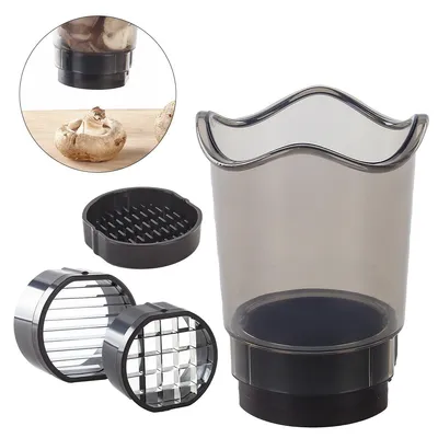 Produktbild von 2-in-1 Obstschneider-Becher, Gemüseschneider und Erdbeerzerkleinerer, abnehmbares Küchengerät mit Klingen und Deckel