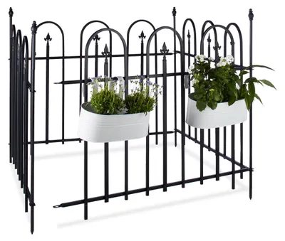 Immagine prodotto di Recinzione da giardino in metallo nero - Cancello da giardino - Pannello per giardino - Recinzione per giardino - Bordura per giardino - Set di 4 pannelli