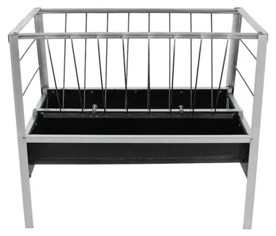Image de Abreuvoir pour animaux d'élevage - Pour foin et eau - En acier galvanisé - 100x65x85 cm - Adapté aux chèvres, moutons, bovins, chevaux - Pour l'étable et le pâturage - Noir