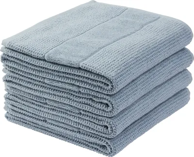 Produktbild von Schiesser Handtuchset Turin | Frottier | 4-teilig | Reiskornoptik | 100% Baumwolle | flauschig, saugstark, farbecht  | Kordelaufhänger | 50x100cm | Hellblau