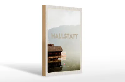 Produktbild von Holzschild Reise 20x30cm Hallstatt Österreich See Berge Boot