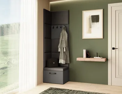 Obrázek produktu pro Šatní skříň MARGARET V, barva: Graphite+Jasmine100 s čalouněnými panely a věšáky na kabáty