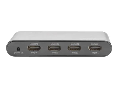 Imagen del producto de DIGITUS Conmutador HDMI 4K DS-45316 - Conmutador de video/audio - 3 puertos HDMI - Para escritorio