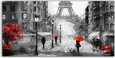 Produktbild von Coloray Acrylbild 140x70  Wandbild Acrylbilder Stadt Gemälde Straße Paris Eiffelturm