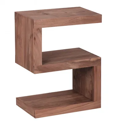Produktbild von WOHNLING Beistelltisch MUMBAI Massivholz Akazie S Cube 60 cm hoch Wohnzimmer-Tisch Design braun Landhaus-Stil Couchtisch