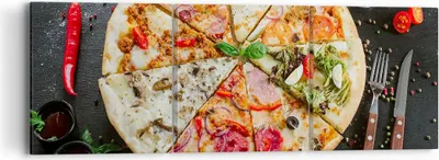 Produktbild von Bild auf Leinwand - Leinwandbild - Pizza Käse Tomaten - 90x30cm - Wand Bild - Wanddeko - Wandbilder - Leinwanddruck - Bilder - Kunstdruck - Wanddekoration - Leinwand bilder - Wandkunst - CA90x30-4118