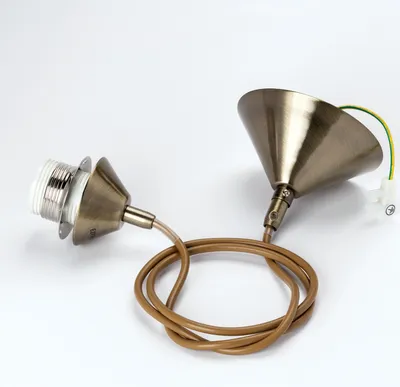 Immagine prodotto di Sospensione, lampada a sospensione, sospensione a cavo per attacco E27 con anello a vite, copertura in metallo Ø 10 cm, L110cm, oro antico