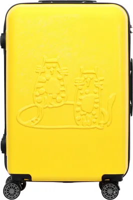 Produktbild von Biggdesign Cats Koffer Hartschale Mittelgroß | Reisetasche mit Rollen | Reisekoffer mit Kombinationsschloss | 4 Doppel Rollen | 360 Grad drehbar | Leicht | Gelb