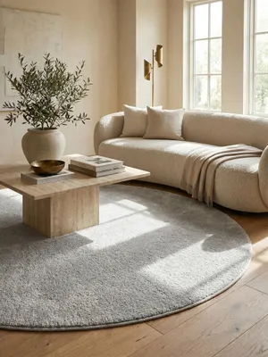 Teppich Cream rund im Wohnzimmer Einrichtungsidee_#sku_BARKATA1201207000CREAM-BARKATA1601607000CREAM-BARKATA2002007000CREAM#
