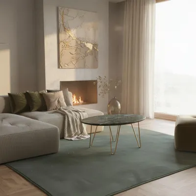 Produktbild von Kurzflorteppich Einfarbig Pflegeleicht Waschbar Strapazierfähig | Grün 120x170 cm Wohnzimmer Fußbodenheizung | NECKAR – Kadima Design
