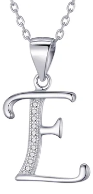 Produktbild von Morella Damen Halskette Silber mit Buchstabe E Anhänger 925 Silber rhodiniert mit Zirkoniasteinen weiß 45 cm