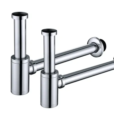 Produktbild von HOMELIVE Edelstahl Röhrensiphon für Waschbecken Abflussgarnitur Siphons 1-1/4"x32mm, höhenverstellbar Tauchrohr, Geruchsverschluss Sifon