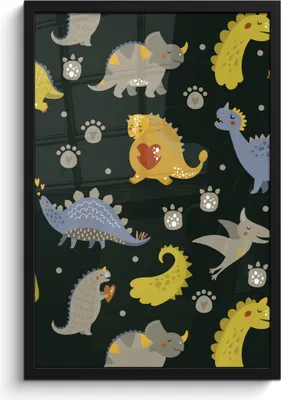 Produktbild von MuchoWow® MuchoWow® Gerahmtes Poster Dino - Kinder - Schnittmuster - Jungen - Mädchen - Dinosaurier 40x60 cm - Poster mit zchwarzem Bilderrahmen - Papierdruck - Wandbilder